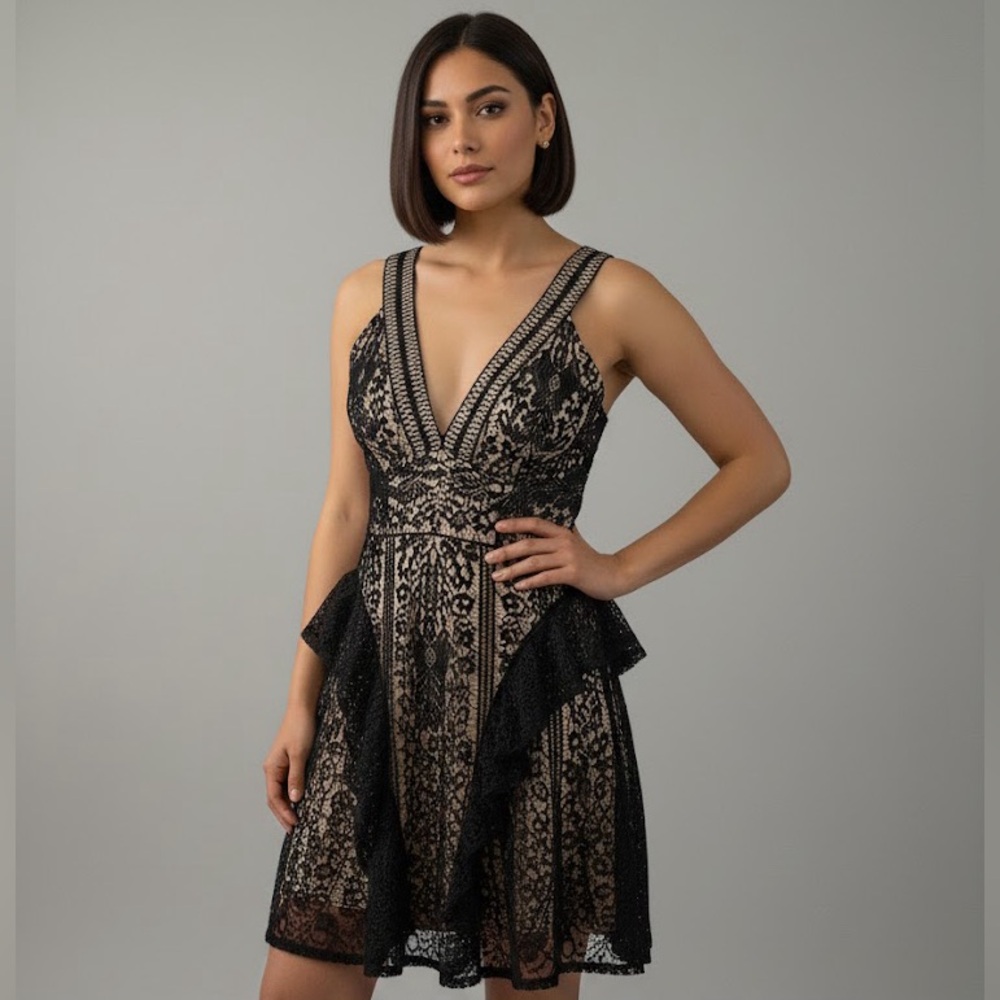 Bariano Elegant Black Lace Dress